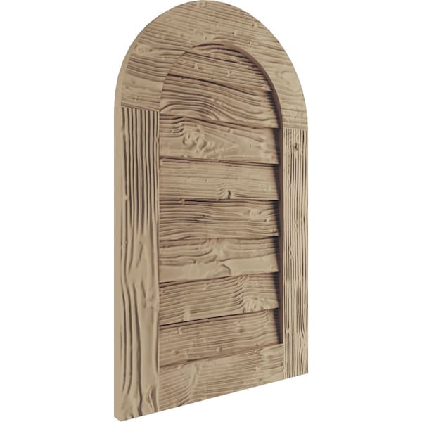 Timberthane Sandblasted Round Top Faux Wood Non-Functional Gable Vent, Primed Tan, 32W X 36H